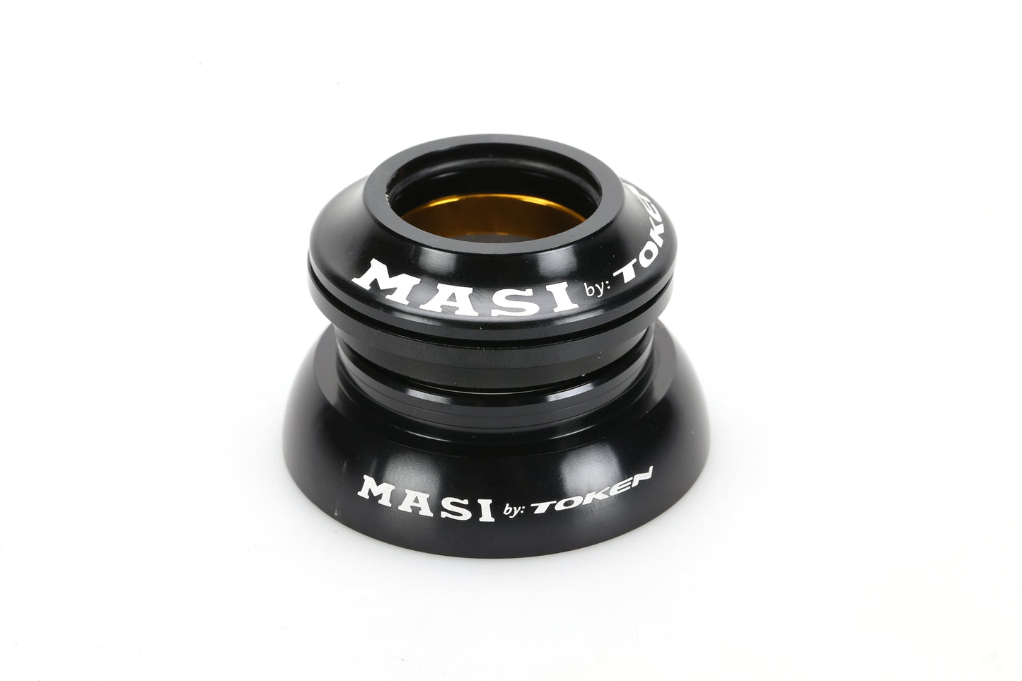 A black MASI TOKEN TAPERED HEADSET by Masi Bikes is shown with a tapered design.