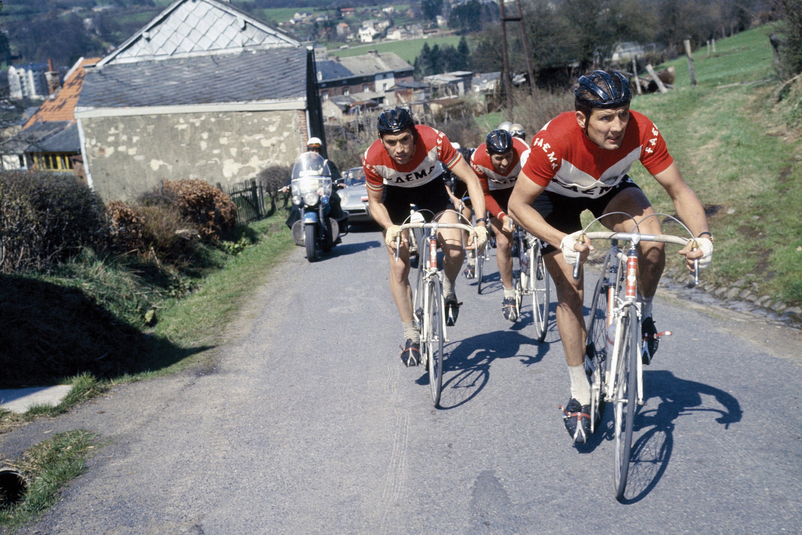 Group of bicycle riders in a race